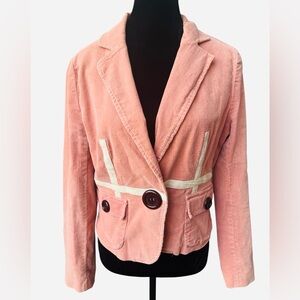Vintage Y2K Corduroy Blazer Size Medium Dusty Pink Oversized Button Retro